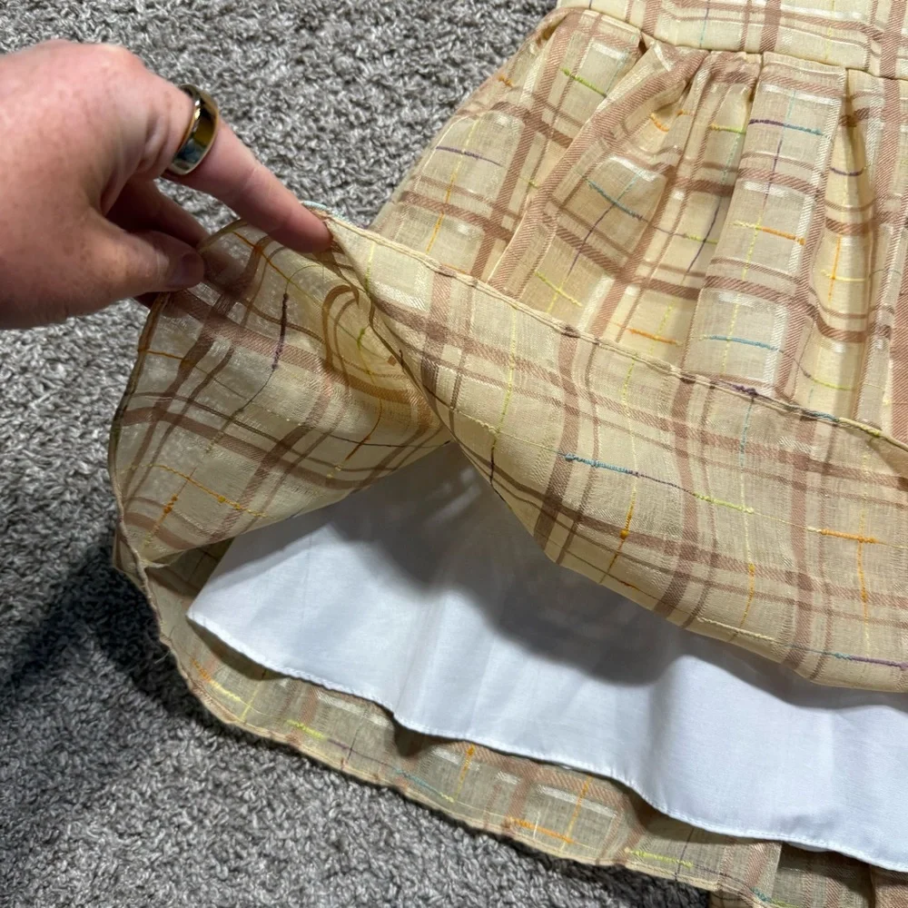 Oshkosh B’Gosh vtg 4T girls dress brown cream plaid 90s